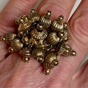 Francesca Visconti Vintage 14k Gold Plated Multi dangle bauble Statement ring S7